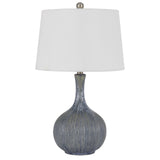 25" Stone Ceramic Table Lamp With White Empire Shade