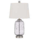 24" Nickel Metal Table Lamp With White Empire Shade