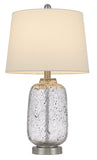 24" Nickel Metal Table Lamp With White Empire Shade