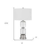 24" Nickel Metal Table Lamp With White Empire Shade