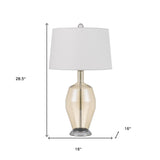 28" Nickel Metal Table Lamp With White Drum Shade