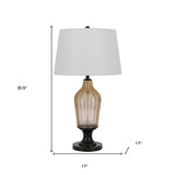 26" Bronze Ceramic Table Lamp With Brown Empire Shade