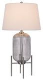 33" Nickel Glass Table Lamp With White Empire Shade