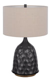 29" Gray Metal Table Lamp With Brown Drum Shade