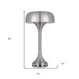 29" Gray Metal Table Lamp With Brown Drum Shade