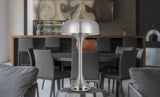 22" Nickel Metal Two Light Usb Table Lamp With Nickel Dome Shade