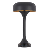 22" Bronze Metal Two Light USB Table Lamp With Bronze Dome Shade