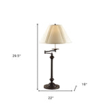 30" Bronze Metal Table Lamp With Off White Empire Shade