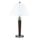 29" Nickel Metal Usb Table Lamp With White Empire Shade