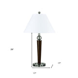 29" Nickel Metal Two Light Usb Table Lamp With White Empire Shade