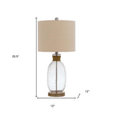 29" Brown Ceramic Table Lamp With Tan Empire Shade