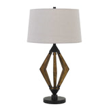 30" Black Metal Table Lamp With Brown Empire Shade