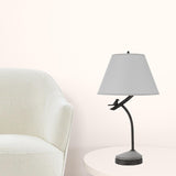 24" Ivory Metal Table Lamp With White Drum Shade