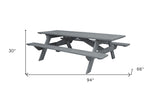 94" Charcoal Solid Wood Outdoor Picnic Table