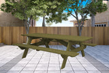 94" Green Solid Wood Outdoor Picnic Table