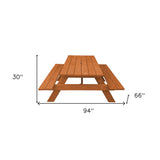 94" Natural Solid Wood Outdoor Picnic Table