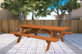 94" Cedar Chest Solid Wood Outdoor Picnic Table with Umbrella Hole