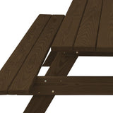 94" Dark Brown Solid Wood Outdoor Picnic Table with Umbrella Hole