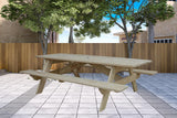 Beige Solid Wood Outdoor Picnic Table Umbrella Hole