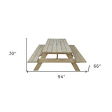 Beige Solid Wood Outdoor Picnic Table Umbrella Hole