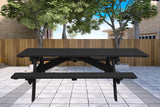 94" Charcoal Solid Wood Outdoor Picnic Table