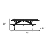 94" Green Solid Wood Outdoor Picnic Table