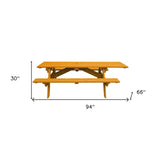 Green Solid Wood Outdoor Picnic Table Umbrella Hole