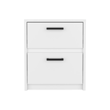 19" White Two Drawer Faux Wood Nightstand