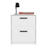 19" White Two Drawer Faux Wood Nightstand