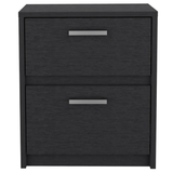 19" Black Two Drawer Faux Wood Nightstand