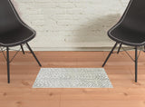 2' X 3' Taupe Abstract Machine Tufted Area Rug With UV Protection