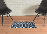 2' X 3' Navy Blue Moroccan Machine Tufted Area Rug With UV Protection