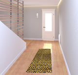 2' X 6' Bronze Leopard Print Washable Runner Rug With UV Protection