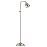 62" Nickel Adjustable Traditional Shaped Floor Lamp With Nickel Dome Shade