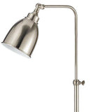 62" Nickel Adjustable Traditional Shaped Floor Lamp With Nickel Dome Shade