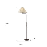 68" Bronze Adjustable Traditional Shaped Floor Lamp With Beige Empire Shade