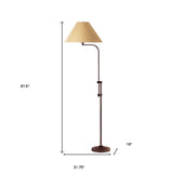 68" Rusted Adjustable Traditional Shaped Floor Lamp With Brown Empire Shade