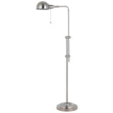 58" Nickel Adjustable Traditional Shaped Floor Lamp With Nickel Dome Shade