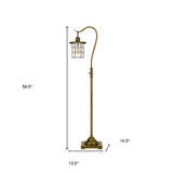 60" Bronze Adjustable Traditional Shaped Floor Lamp With Black Dome Shade