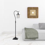 60" Bronze Traditional Shaped Floor Lamp With Bronze Transparent Glass Drum Shade