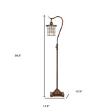 60" Bronze Traditional Shaped Floor Lamp With Bronze Transparent Glass Drum Shade