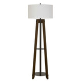 65" Brown Tripod Floor Lamp With White Rectangular Shade