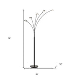 72" Nickel Five Light Led Arc Floor Lamp