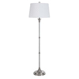 60" Nickel Traditional Shaped Floor Lamp With White Square Shade