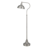 60" Nickel Traditional Shaped Floor Lamp With Nickel Dome Shade