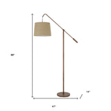 68" Bronze Adjustable Traditional Shaped Floor Lamp With Bronze Drum Shade