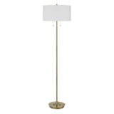 64" Brass Two Light Traditional Shaped Floor Lamp With White Rectangular Shade