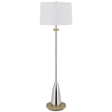 61" Chrome Traditional Shaped Floor Lamp With White Square Shade