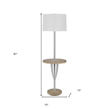 61" Chrome Traditional Shaped Floor Lamp With White Square Shade