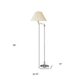 59" Bronze Swing Arm Floor Lamp With Beige Empire Shade